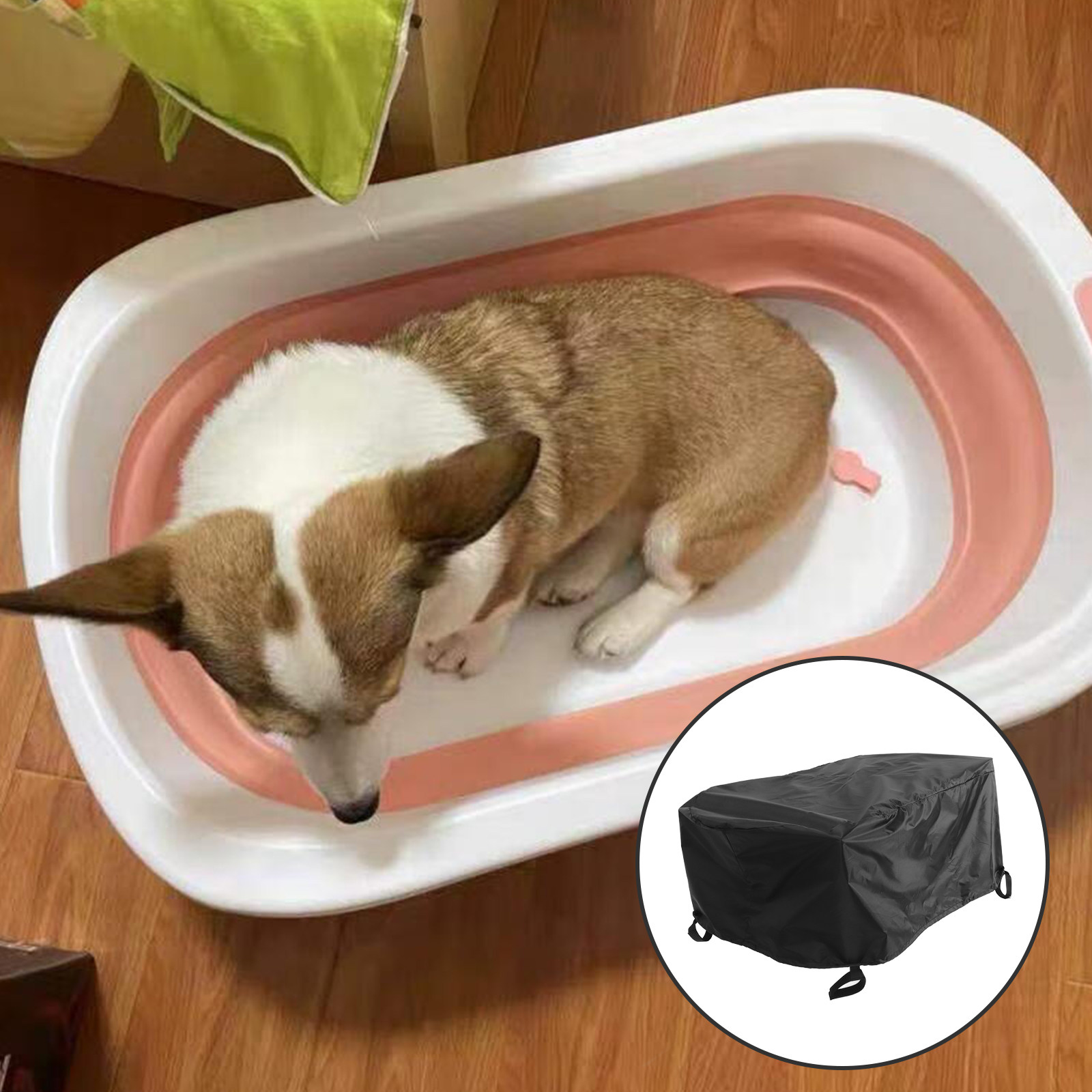 Pool Cover Waterproof - ผ้าคลุมอ่างอาบน้ำสัตว์เลี้ยงแบบพับได้ โพลีเอสเตอร์แข็งแรง ผ้าคลุมอ่างอาบน้ำสุนัขแบบยกสูง กันน้ำ พกพาสะดวก อุปกรณ์เสริมสำหรับการดูแลสัตว์เลี้ยง