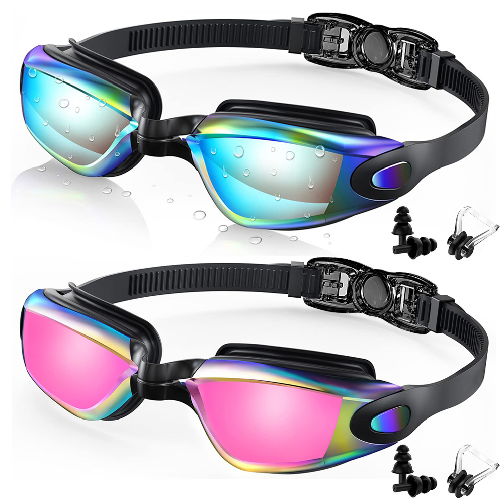 Swim Goggles Anti Fog Uv - แว่นตาว่ายน้ำ 2 ชิ้น ป้องกันการเกิดฝ้า ป้องกันรังสียูวี ปรับขนาดได้