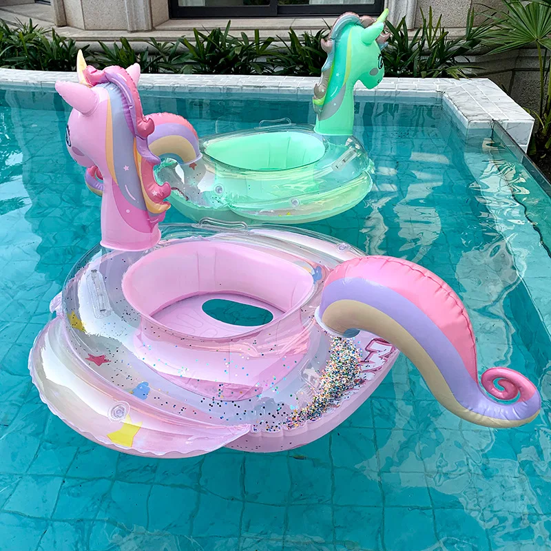 Pool Float Ring Inflatable - ห่วงว่ายน้ำสระน้ำเป่าลมลอยน้ำได้สำหรับเด็กสระห่วงว่ายน้ำของเล่นลอยน้ำได้รูปยูนิคอร์นประดับเลื่อมสีรุ้งสำหรับวงกลมว่ายน้ำสำหรับเด็ก