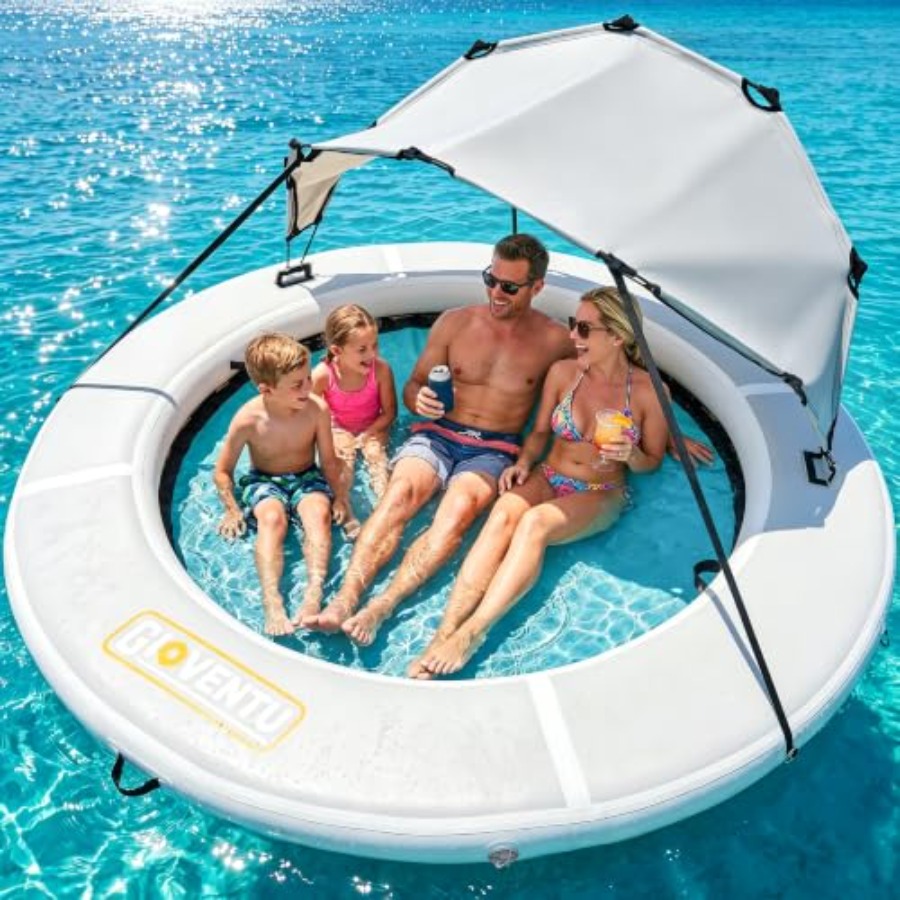 Pool Float Ring Inflatable - ห่วงยางลอยน้ำแบบเป่าลมขนาด 8 ฟุต สำหรับใช้ในทะเลสาบและสระว่ายน้ำ ทำจากวัสดุ PVC