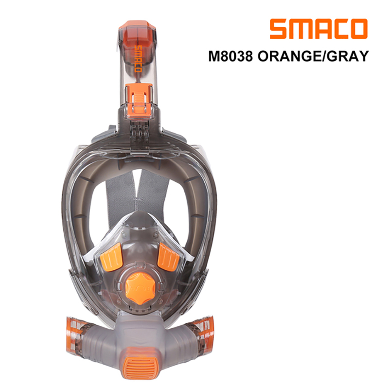 Snorkel Mask Full Face - Smaco หน้ากากดำน้ำสำหรับผู้ใหญ่หน้ากากป้องกันการเกิดฝ้าใต้น้ำ seluruh wajah หน้ากากดำน้ำแบบใสพับได้