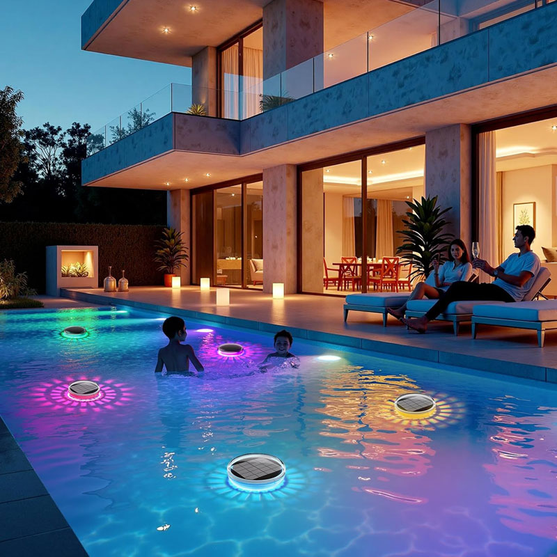 Pool Light Solar Rechargeable - ไฟสระว่ายน้ํา, ลอยแบบชาร์จพลังงานแสงอาทิตย์, ไฟสระว่ายน้ําที่ลอยด้วยรีโมทคอนโทรล, กันน้ํา IP67 หลายโหมด