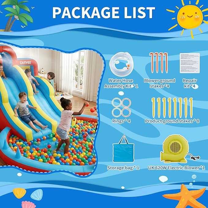 สวนน้ำเป่าลม 8-in-1 สำหรับทุกฤ - Water Slide Inflatable บทวิจารณ์และราคา