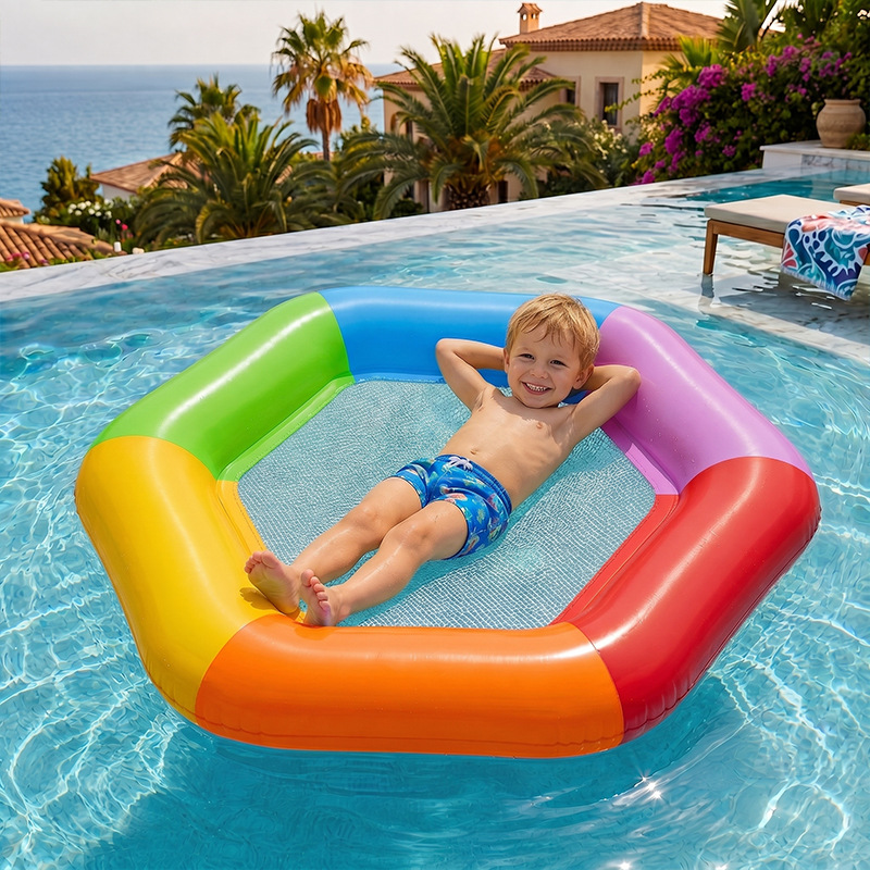 แพยางเป่าลมรูปหกเหลี่ยมสีสันสด - Pool Lounger Inflatable บทวิจารณ์และราคา