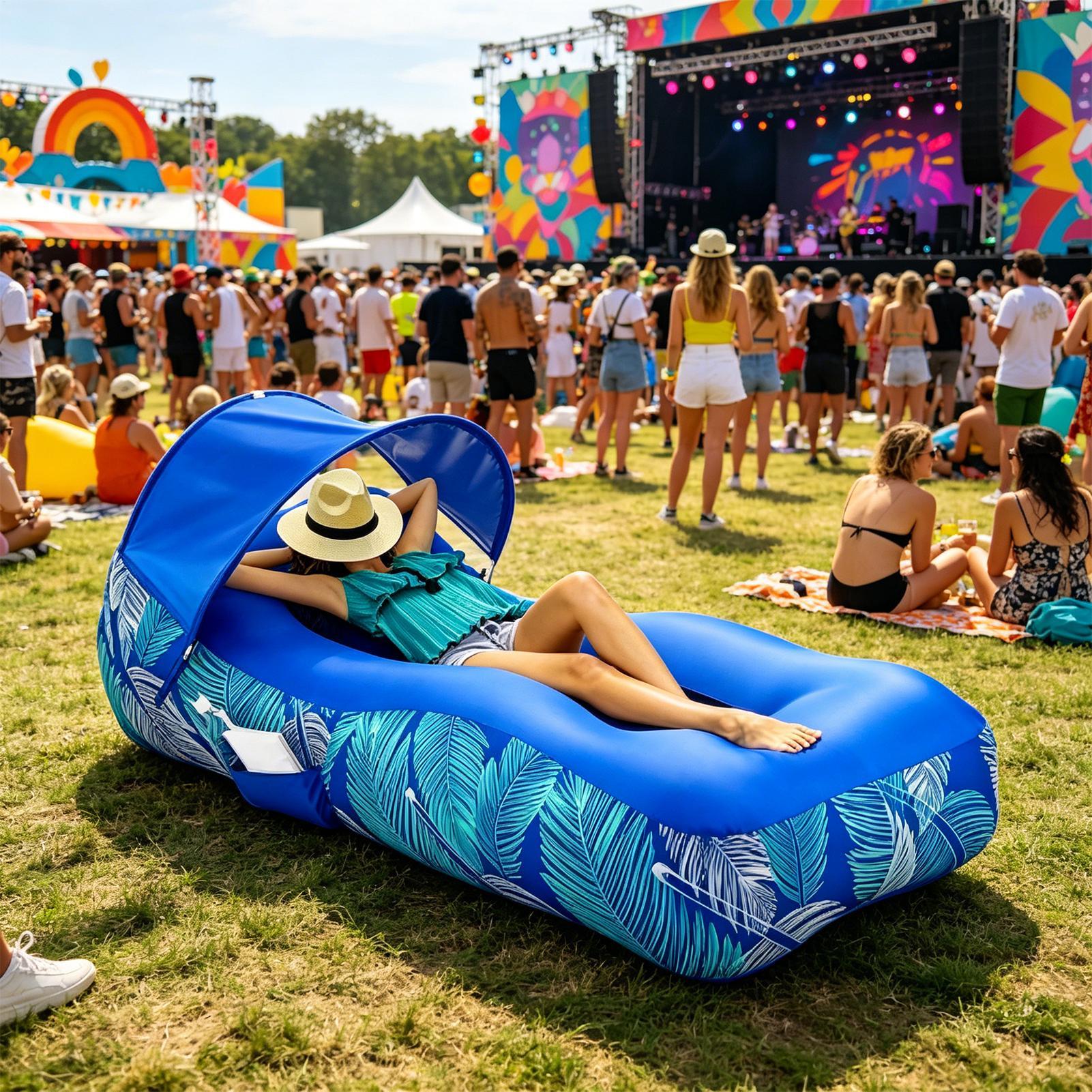 เก้าอี้ลมพร้อมหลังคาบังแดดแบบพ - Pool Lounger Inflatable บทวิจารณ์และราคา