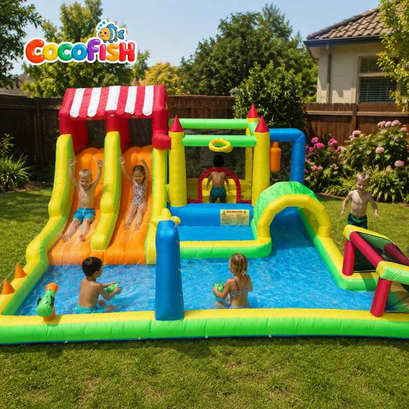 บ้านลมเป่าลมธีมงานรื่นเริงสวนน - Water Slide Inflatable บทวิจารณ์และราคา