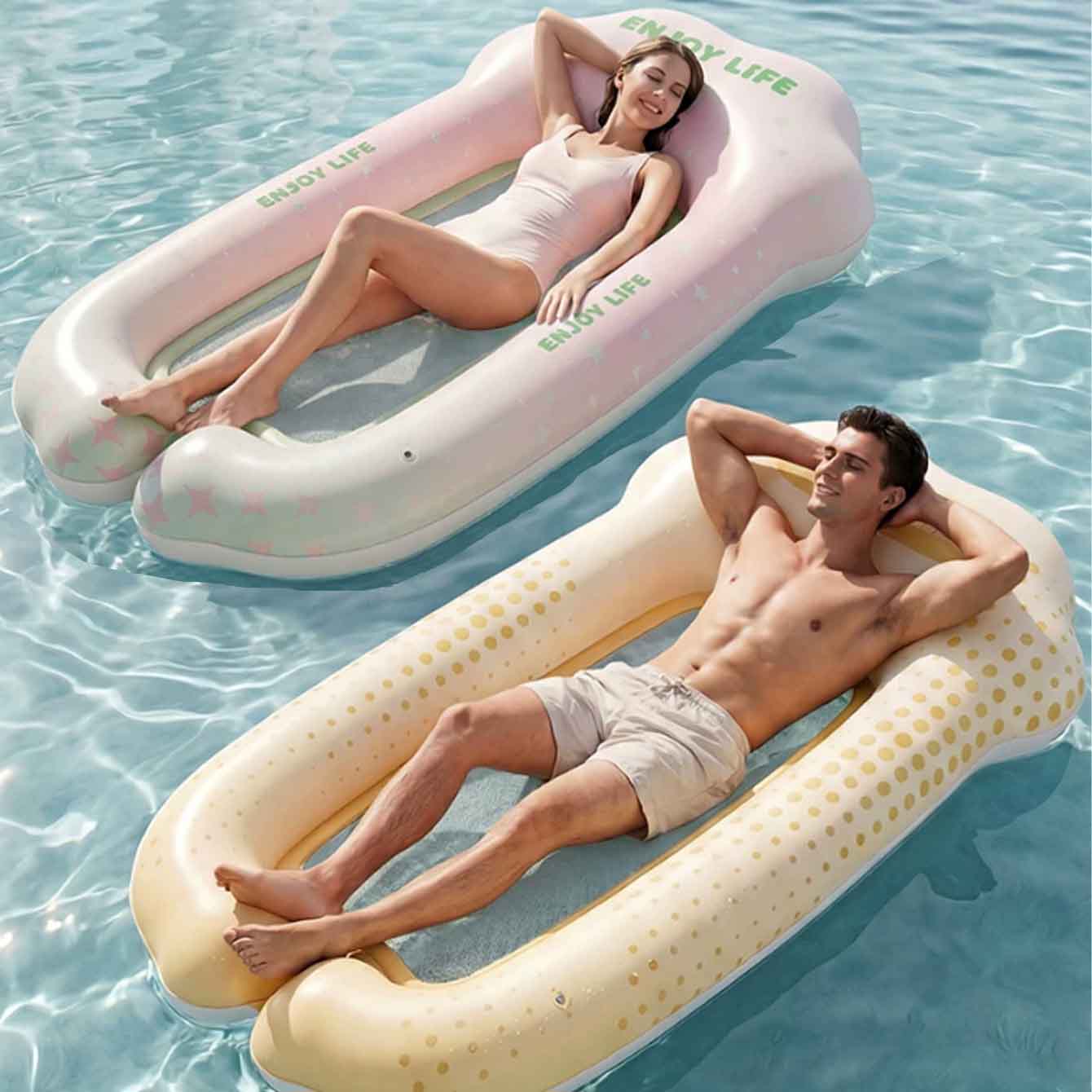 แพยางเป่าลมสำหรับอาบแดดในสระน้ - Pool Lounger Inflatable บทวิจารณ์และราคา