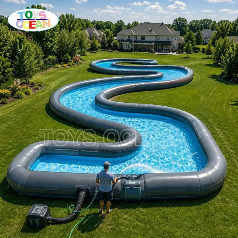 สระน้ำเป่าลมเชิงพาณิชย์ สีชมพู - Water Slide Inflatable บทวิจารณ์และราคา