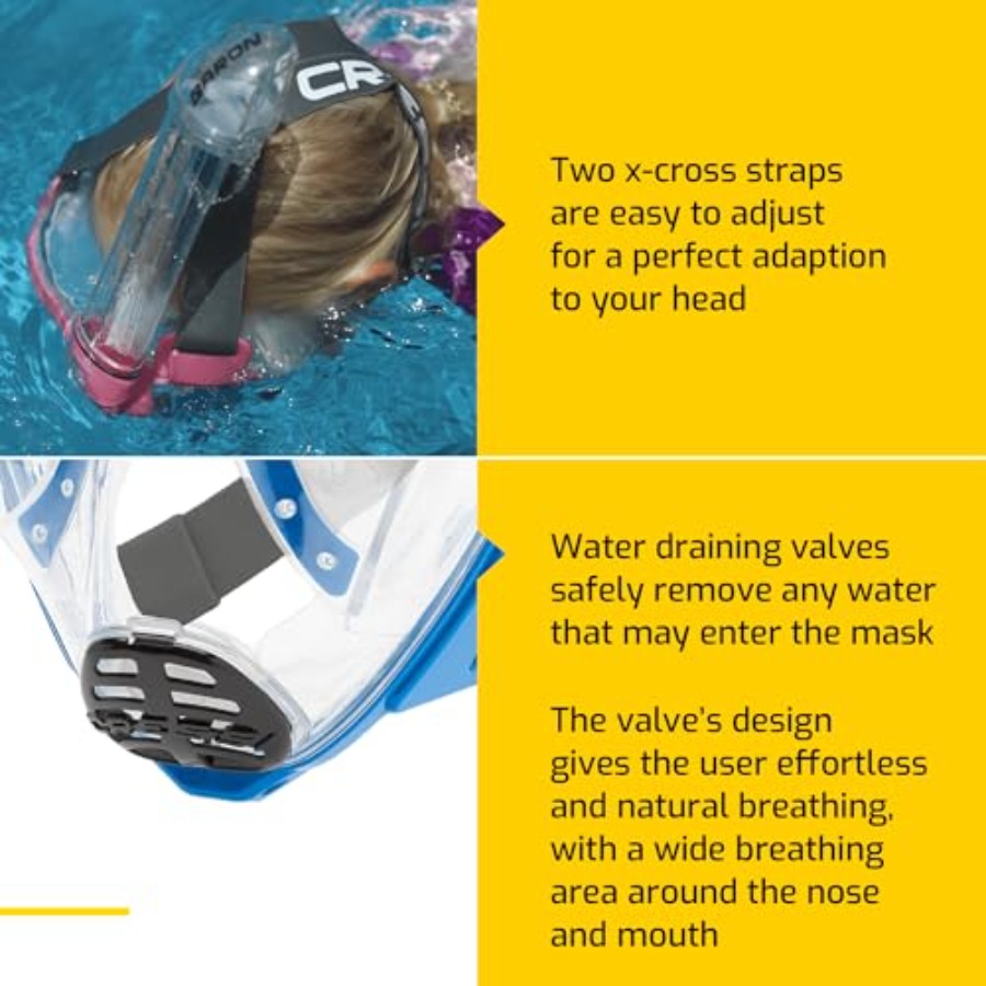ชุดดำน้ำตื้นสำหรับเด็กอายุ 6-1 - Snorkel Mask Full Face บทวิจารณ์และราคา